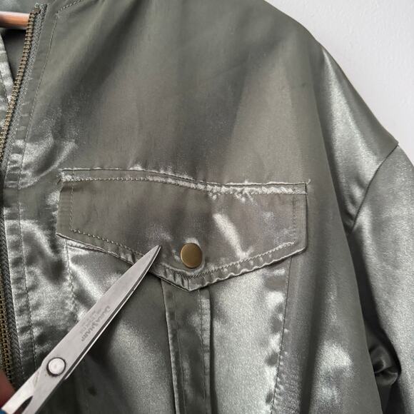 Gap Jacket Womens Medium Green Longline Satin Utility Drawstring Casual - Picture 8 of 13